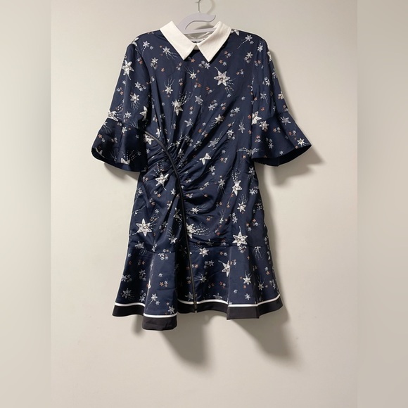 ✨Host Pick✨Self-Portrait Ruched Star Print Satin Dress - Picture 4 of 14